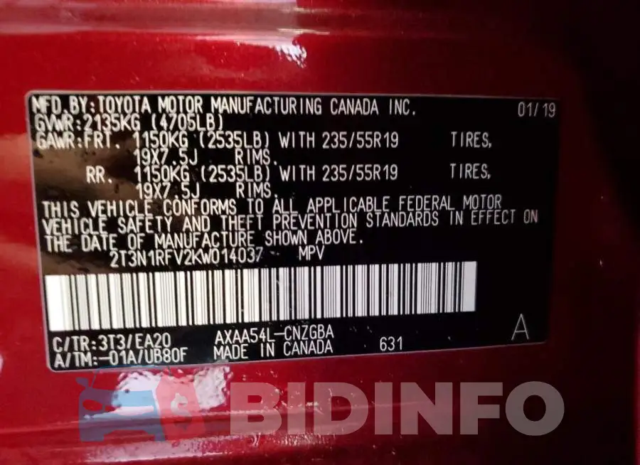 2T3N1RFV2KW014037 Photo# 14