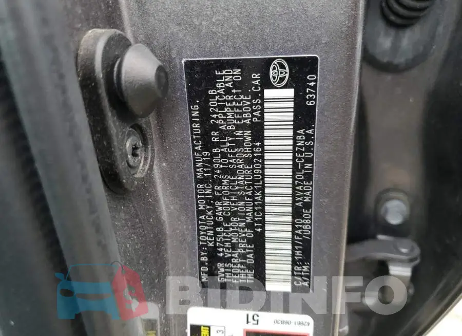 4T1C11AK1LU902164 Photo# 12