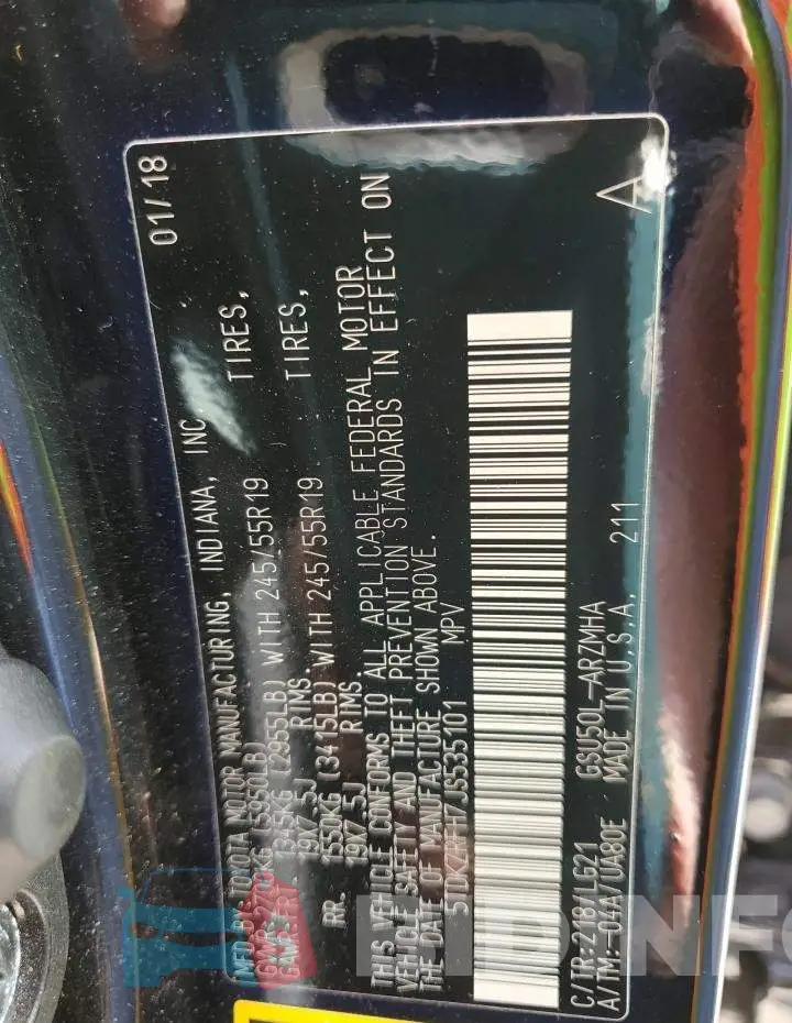 5TDKZRFH7JS535101 Photo# 12