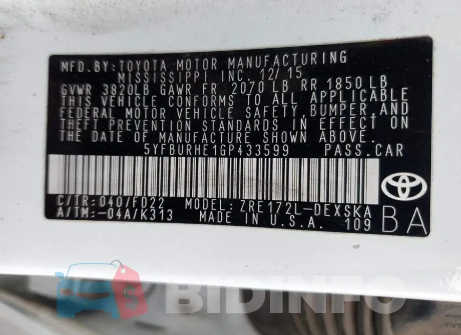 5YFBURHE1GP433599 Photo# 12