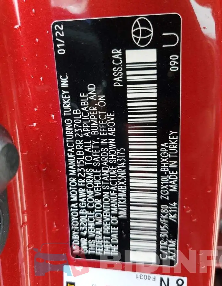 NMTKHMBX5NR143175 Photo# 14