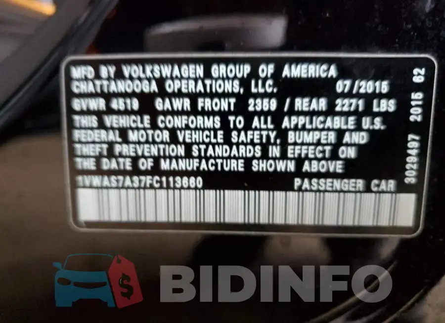 1VWAS7A37FC113660 Photo# 13