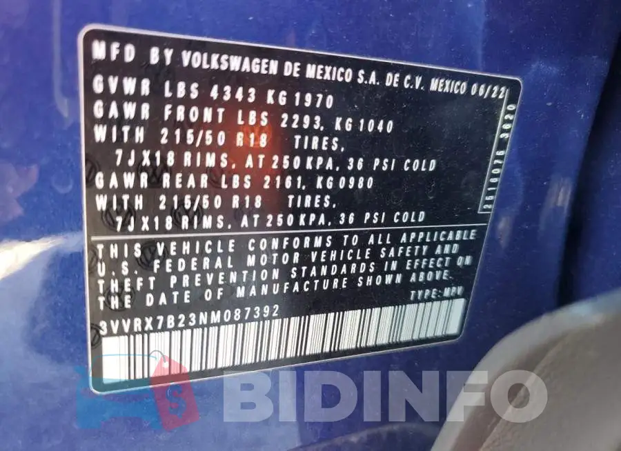 3VVRX7B23NM087392 Photo# 14