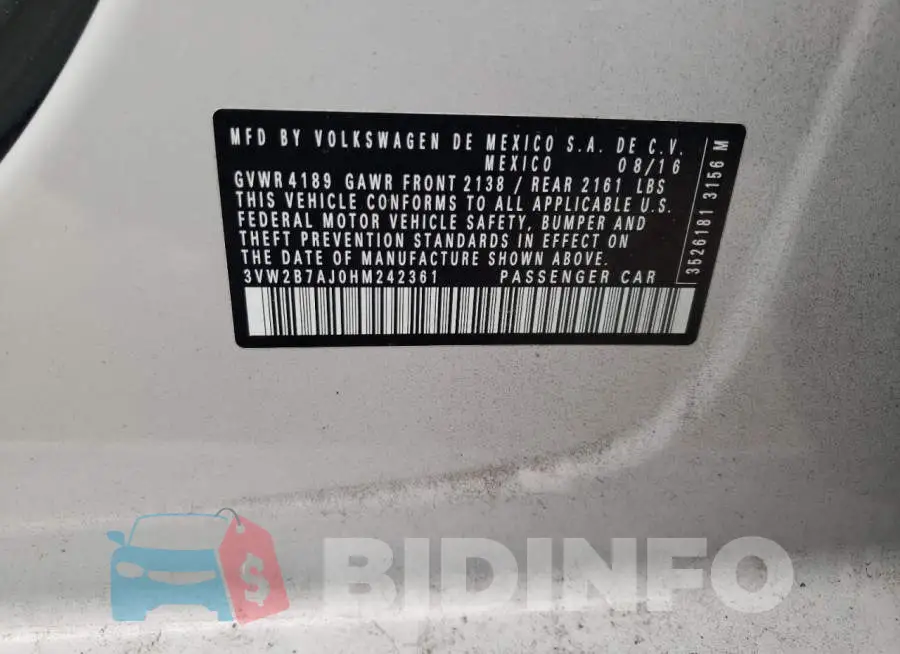 3VW2B7AJ0HM242361 Photo# 13