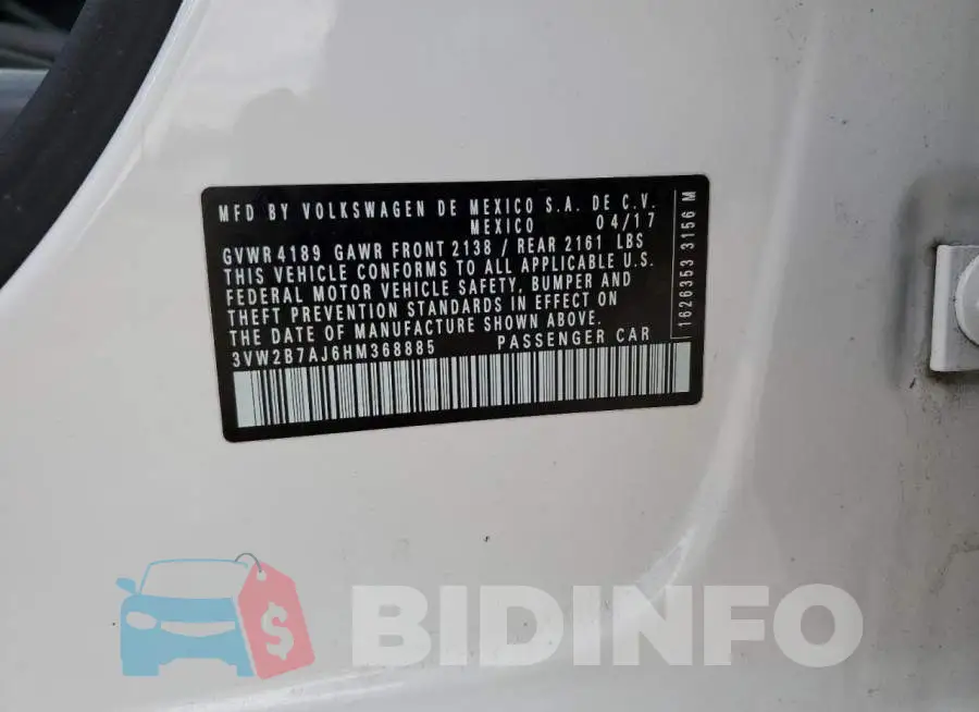 3VW2B7AJ6HM368885 Photo# 12
