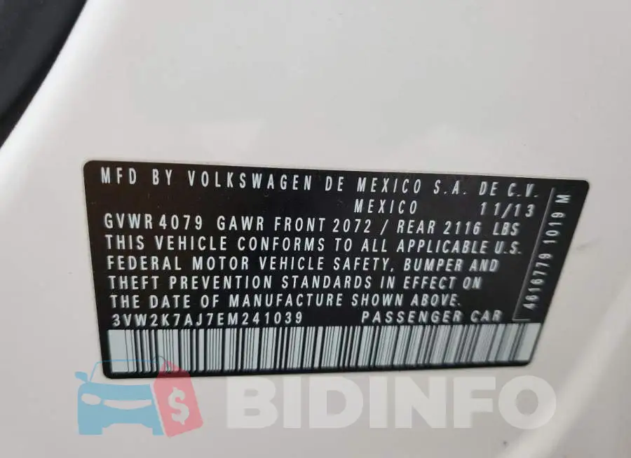 3VW2K7AJ7EM241039 Photo# 12