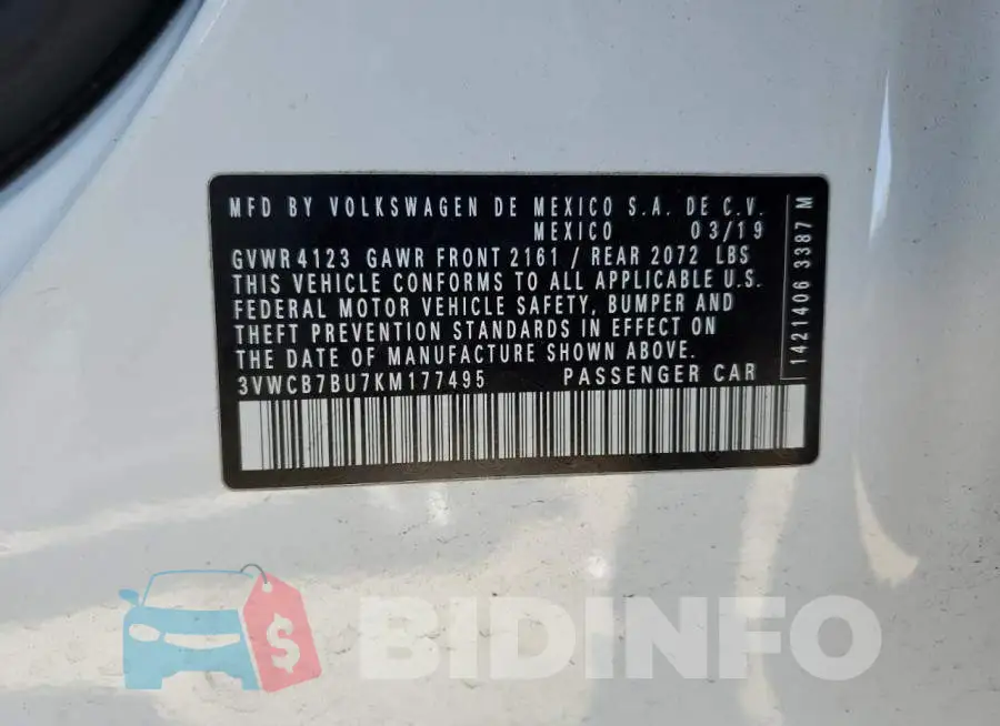 3VWCB7BU7KM177495 Photo# 12