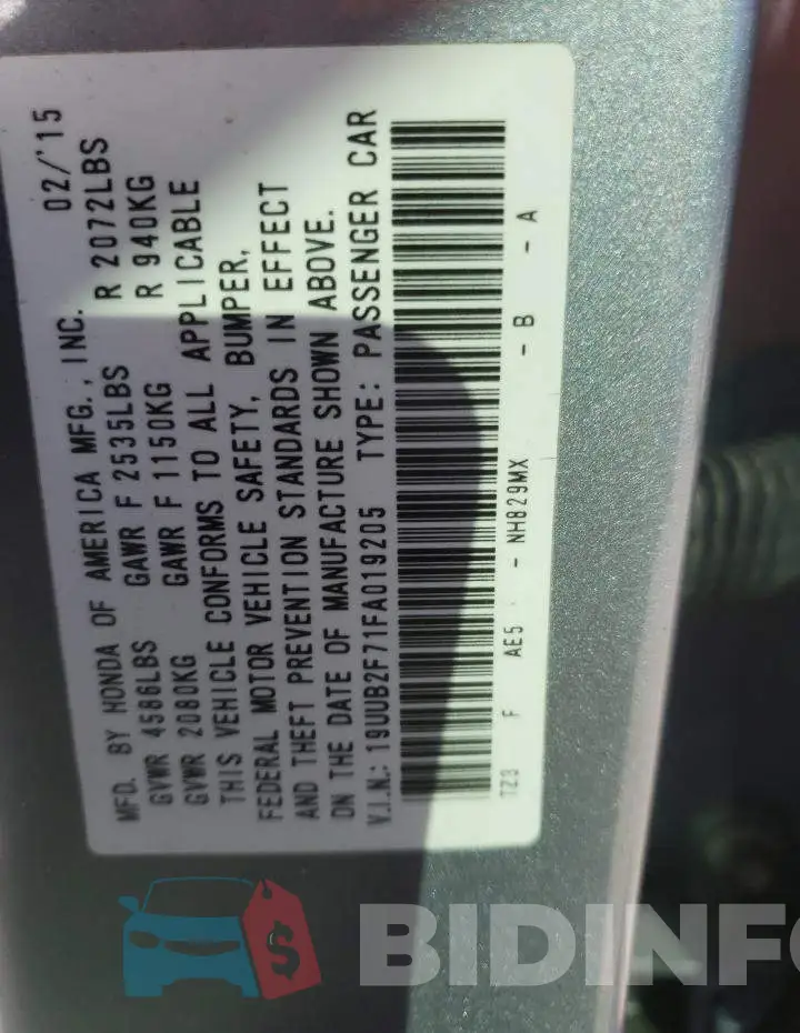 19UUB2F71FA019205 Photo# 12