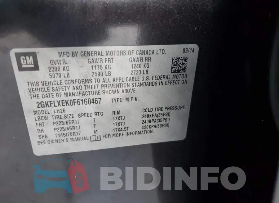 2GKFLXEK0F6160467 Photo# 13