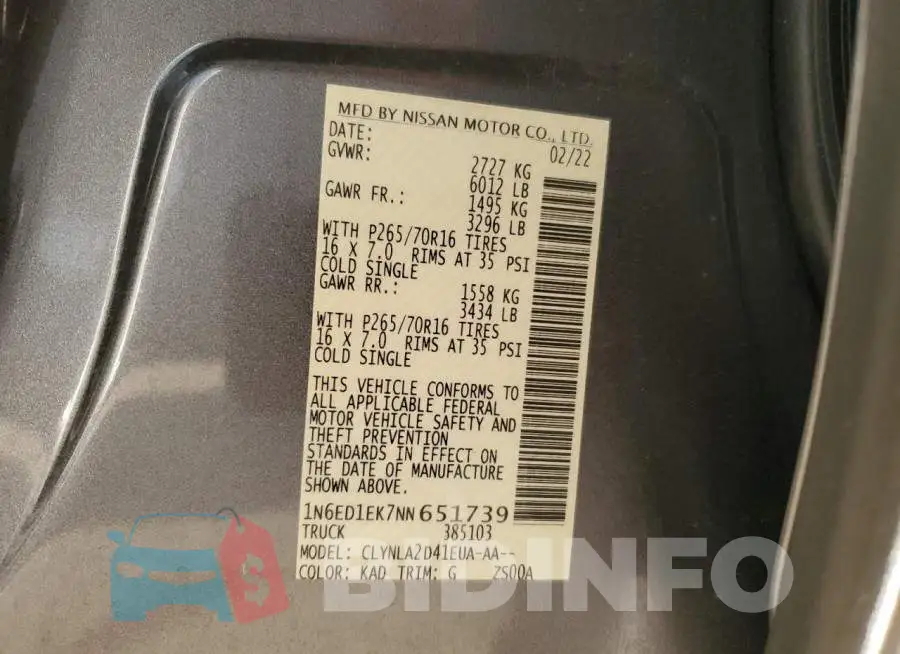 1N6ED1EK7NN651739 Photo# 12