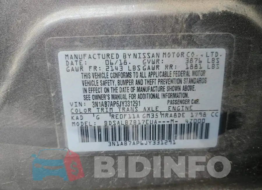 3N1AB7AP6JY331291 Photo# 13