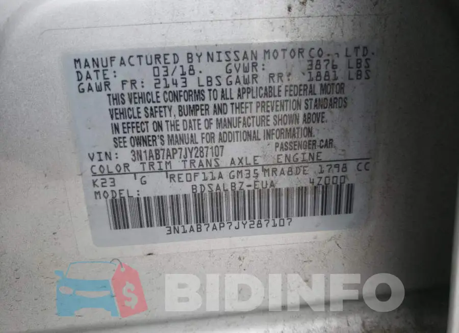 3N1AB7AP7JY287107 Photo# 13