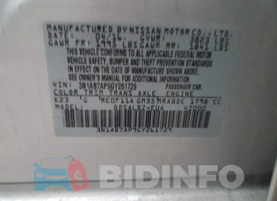 3N1AB7AP9GY261729 Photo# 12
