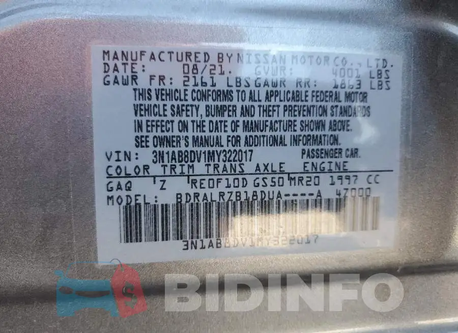 3N1AB8DV1MY322017 Photo# 12