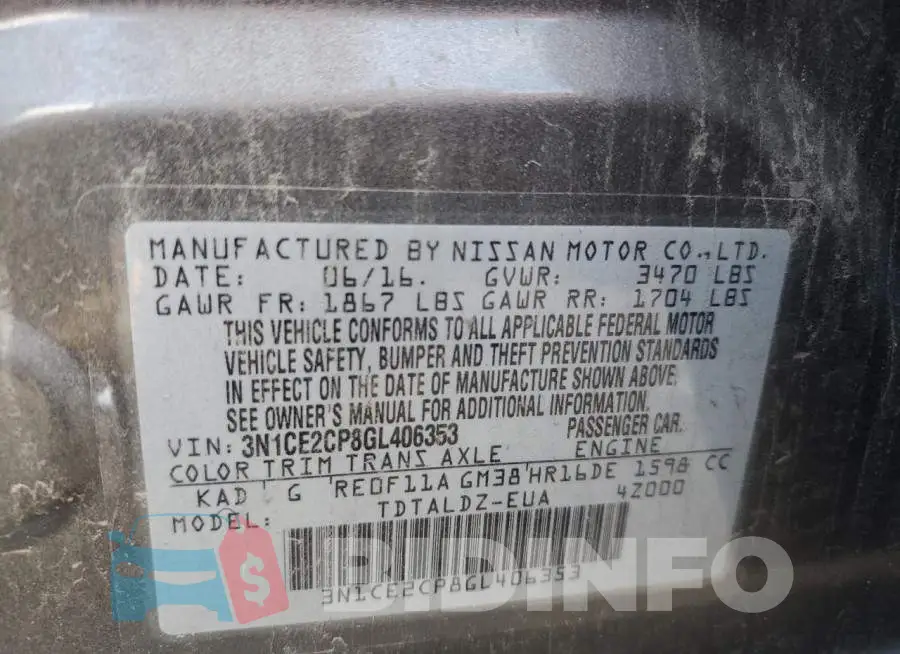 3N1CE2CP8GL406353 Photo# 14