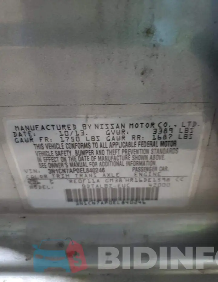 3N1CN7AP0EL840246 Photo# 12