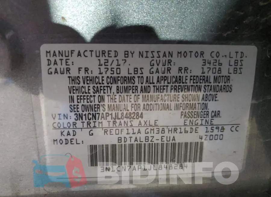 3N1CN7AP1JL848284 Photo# 12