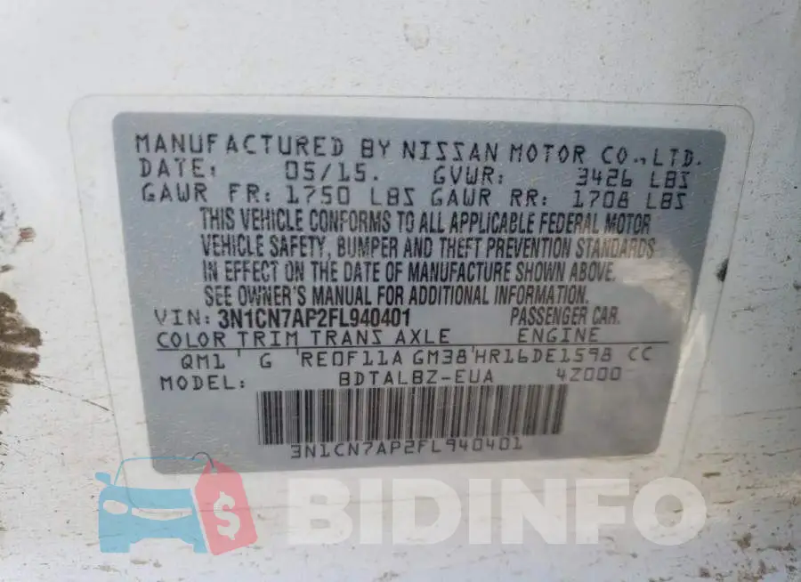 3N1CN7AP2FL940401 Photo# 13