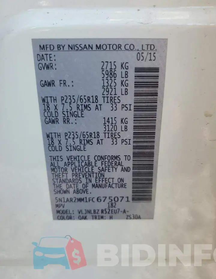 5N1AR2MM1FC675071 Photo# 13