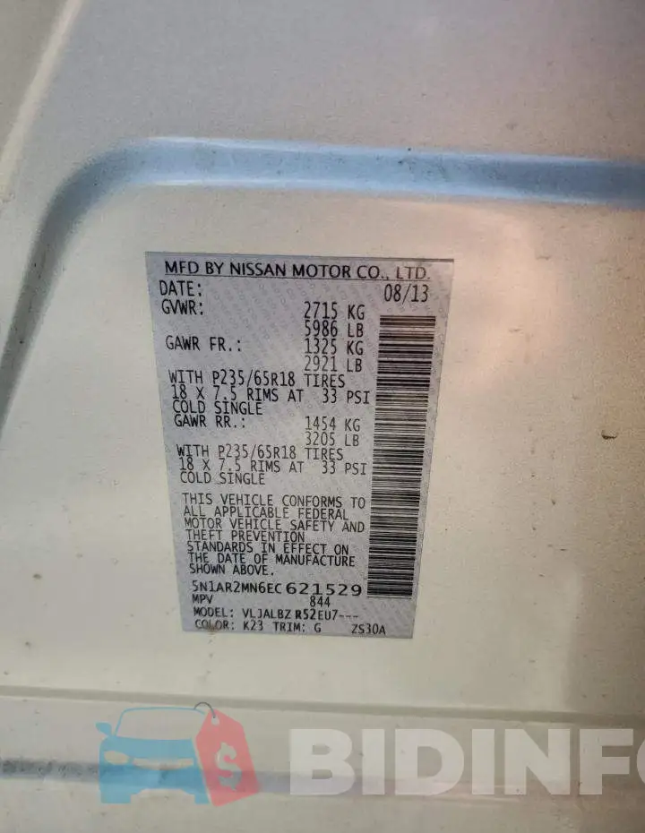 5N1AR2MN6EC621529 Photo# 13
