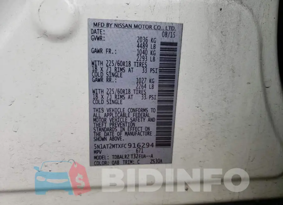 5N1AT2MTXFC916294 Photo# 14