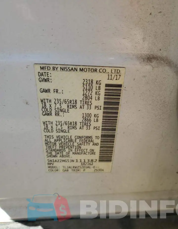 5N1AZ2MG5JN111382 Photo# 14