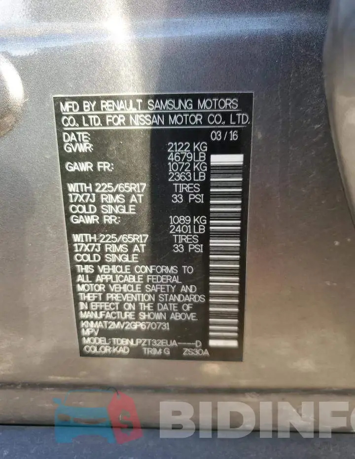 KNMAT2MV2GP670731 Photo# 12
