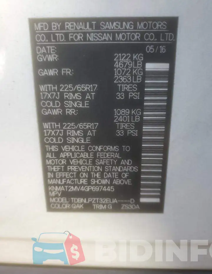KNMAT2MV4GP697445 Photo# 14