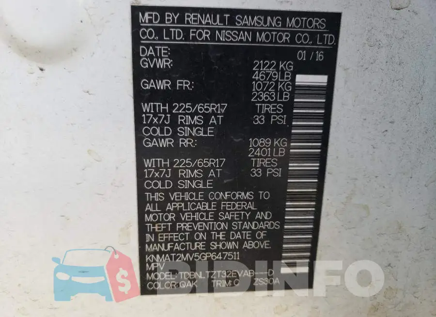 KNMAT2MV5GP647511 Photo# 14