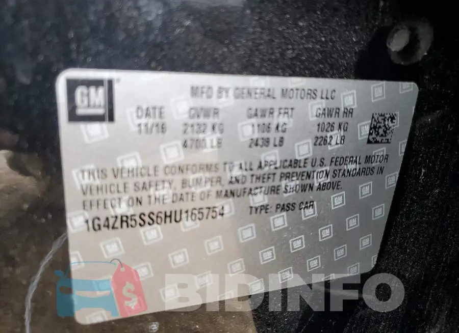 1G4ZR5SS6HU165754 Photo# 12