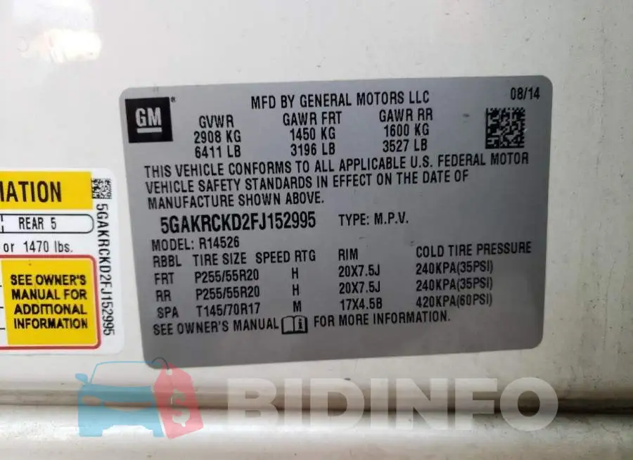 5GAKRCKD2FJ152995 Photo# 13