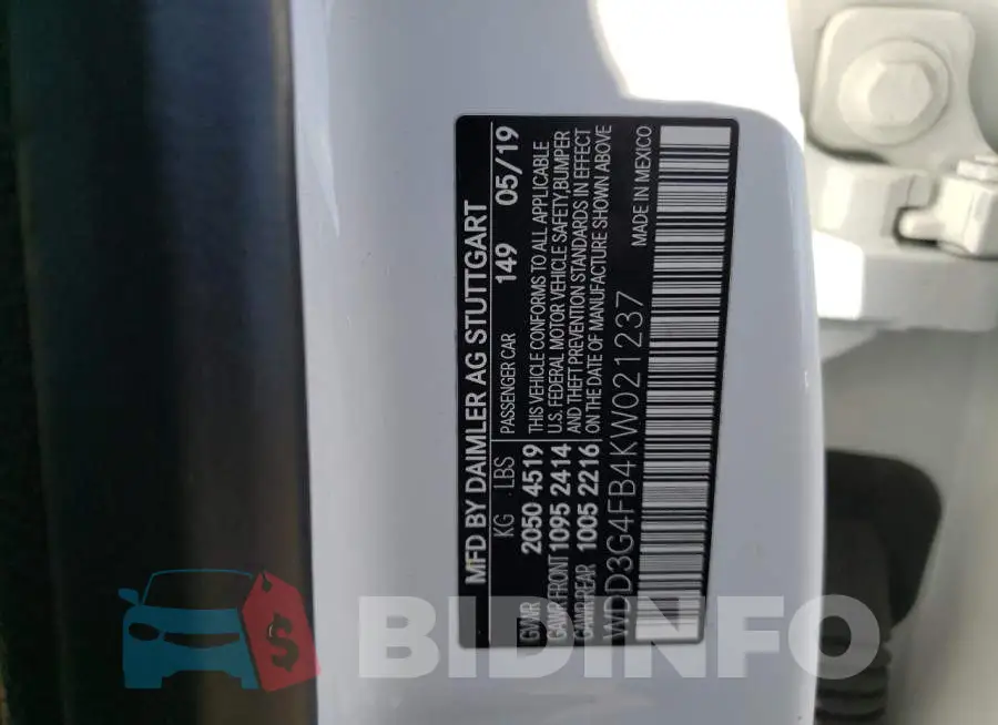 WDD3G4FB4KW021237 Photo# 12