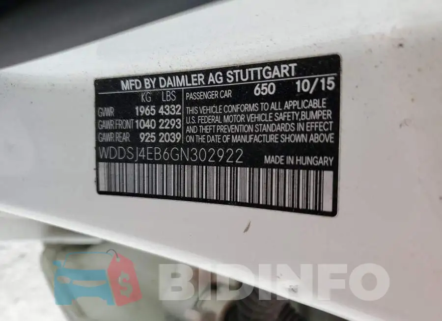 WDDSJ4EB6GN302922 Photo# 12