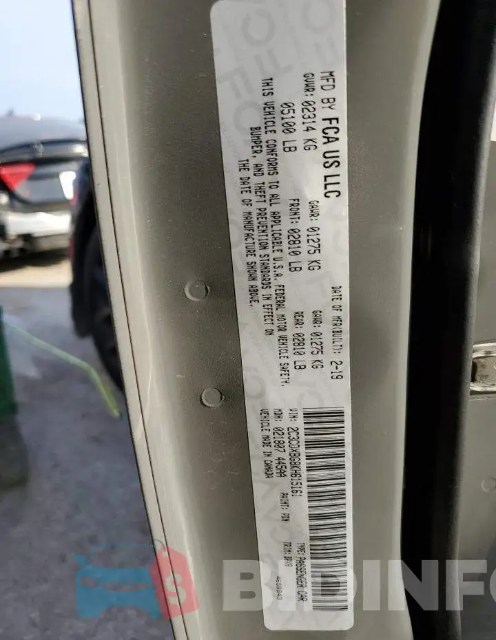 2C3CDXBG8KH615161 Photo# 13