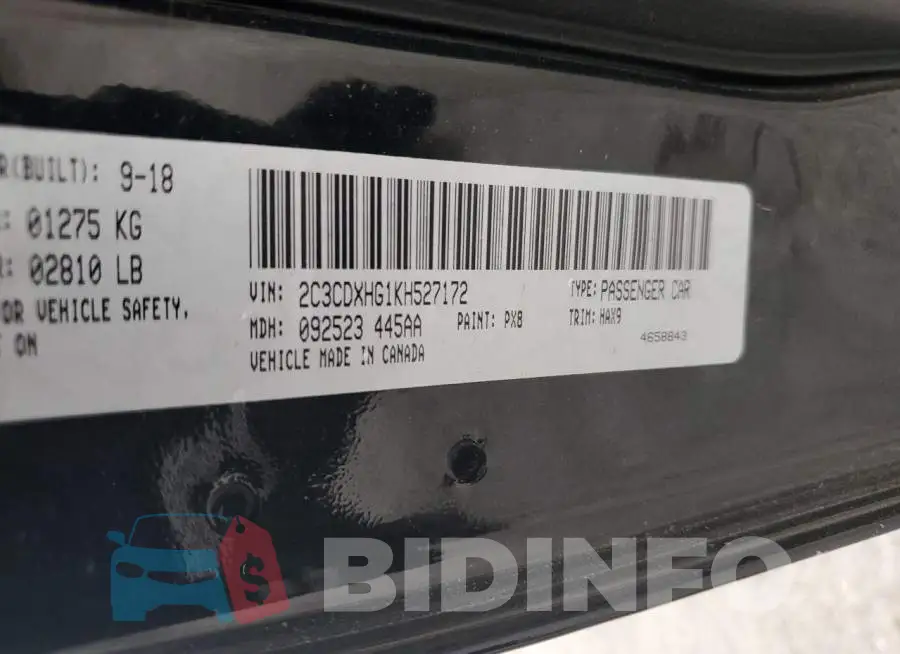 2C3CDXHG1KH527172 Photo# 13