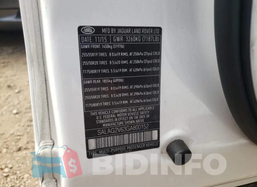 SALAG2V63GA800152 Photo# 13