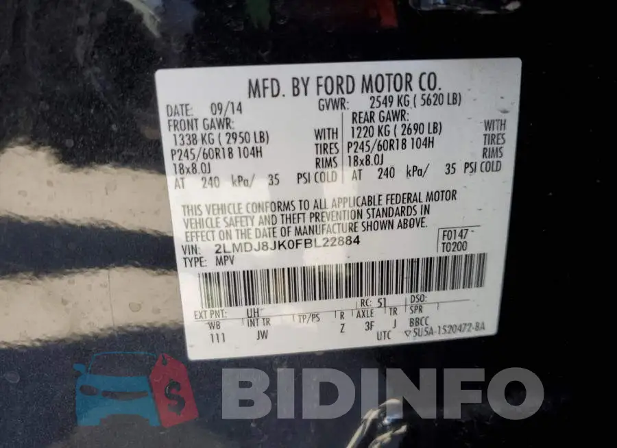 2LMDJ8JK0FBL22884 Photo# 13