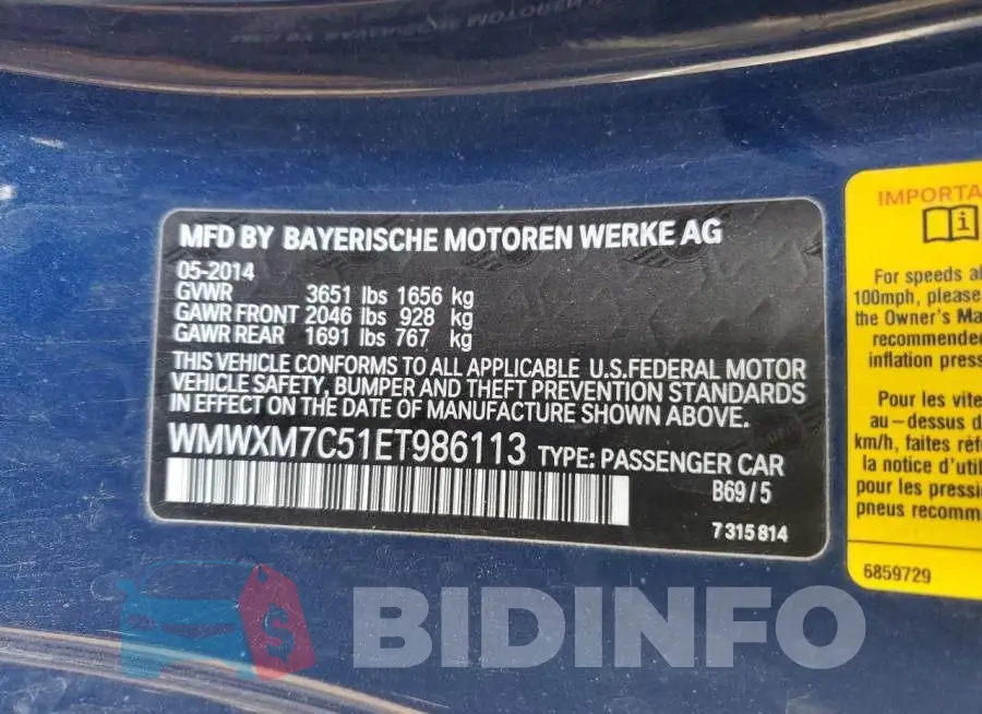 WMWXM7C51ET986113 Photo# 12