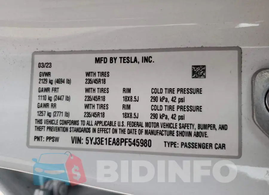 5YJ3E1EA8PF545980 Photo# 12