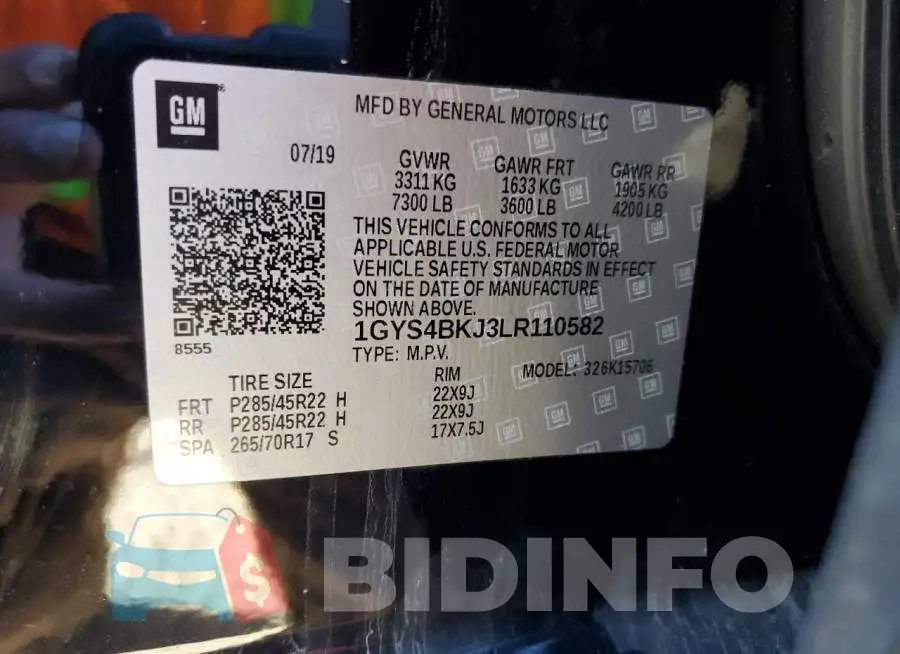 1GYS4BKJ3LR110582 Photo# 12