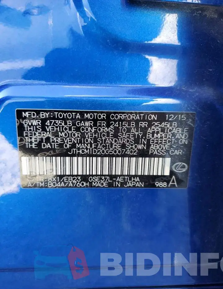 JTHCM1D20G5007402 Photo# 12