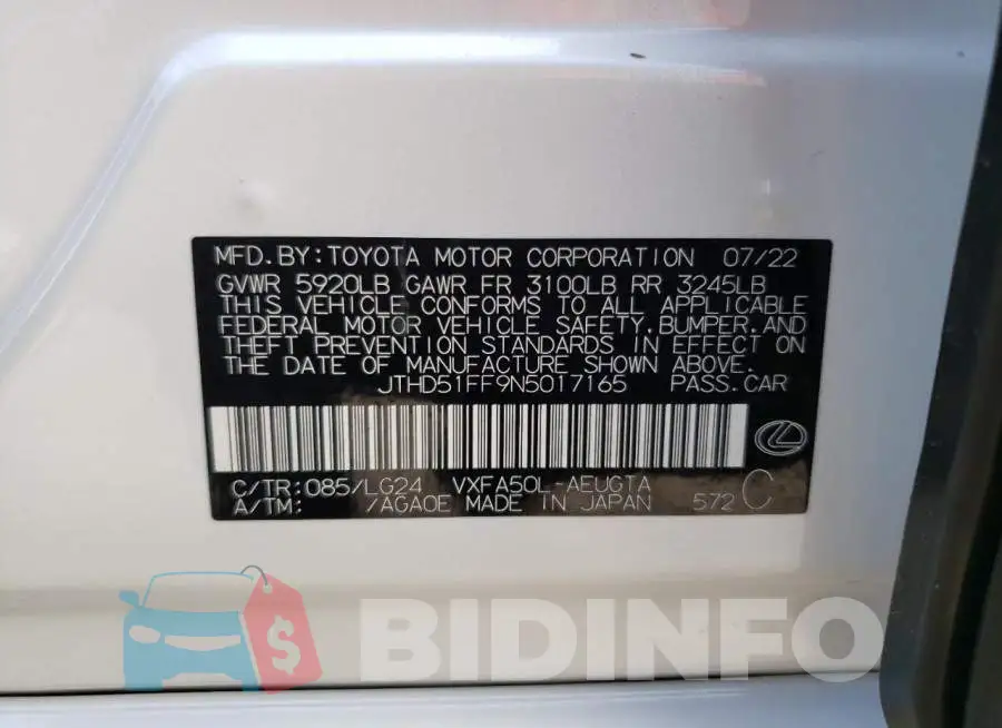 JTHD51FF9N5017165 Photo# 12