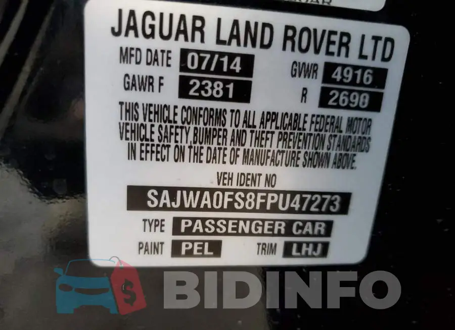 SAJWA0FS8FPU47273 Photo# 12