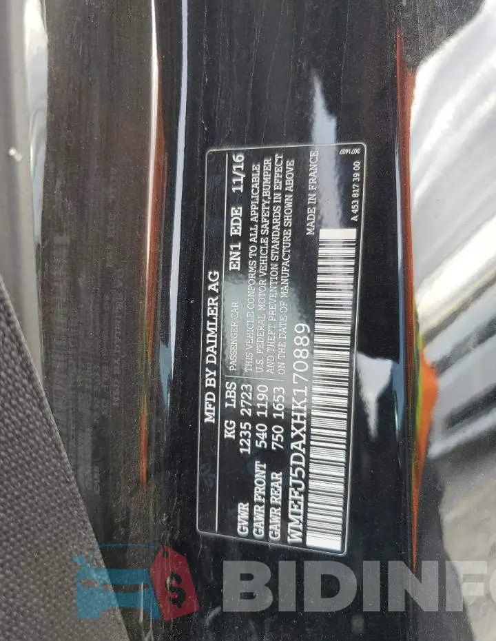 WMEFJ5DAXHK170889 Photo# 12