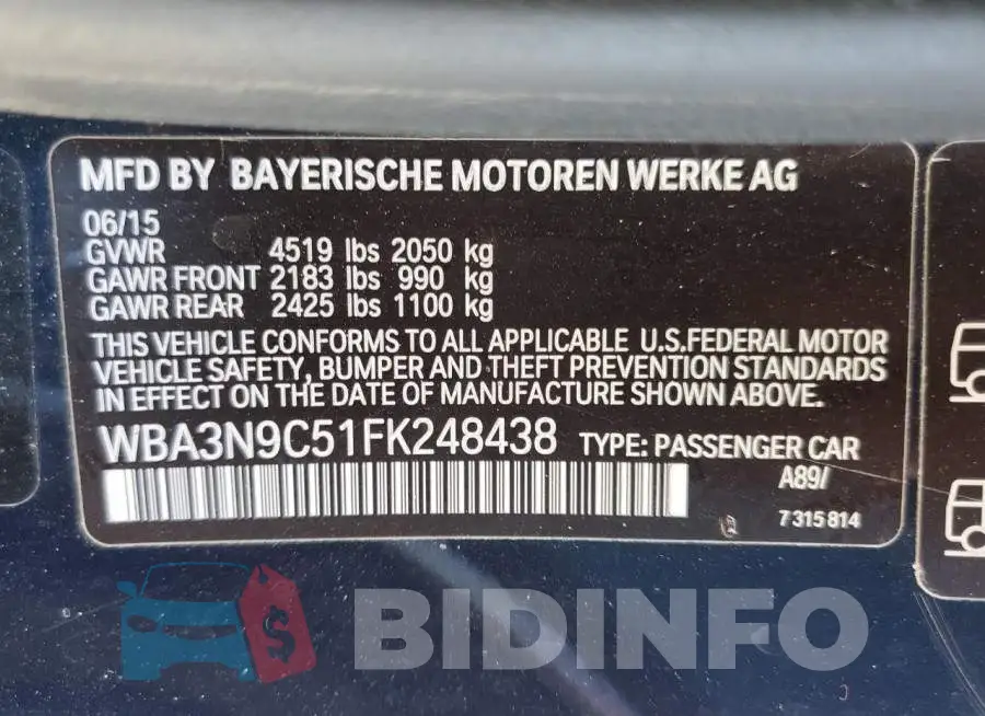WBA3N9C51FK248438 Photo# 13