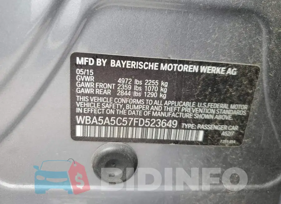 WBA5A5C57FD523649 Photo# 12