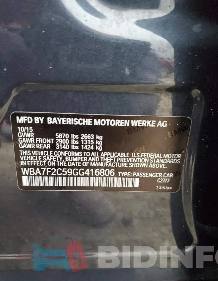 WBA7F2C59GG416806 Photo# 12