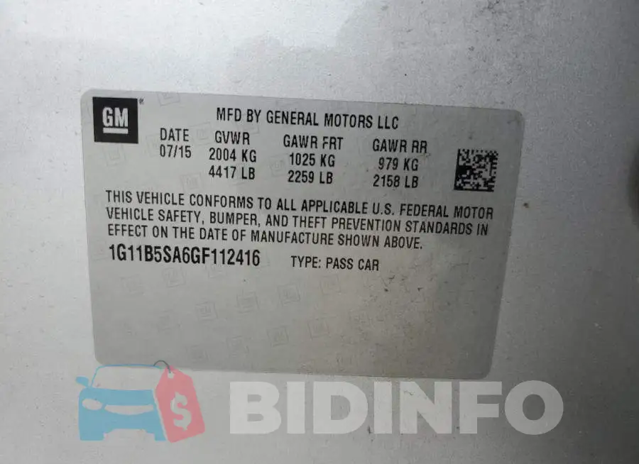 1G11B5SA6GF112416 Photo# 12