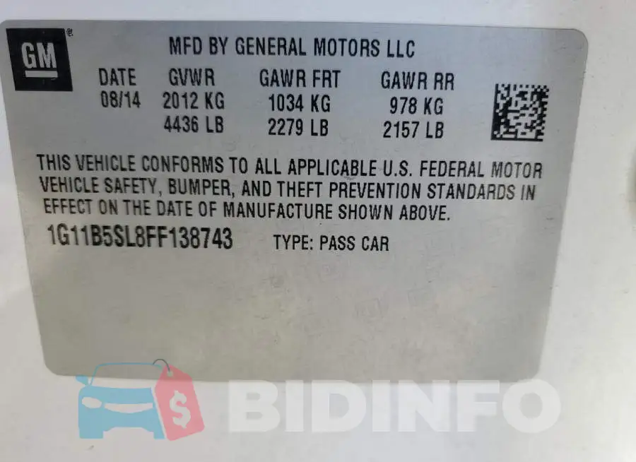 1G11B5SL8FF138743 Photo# 12