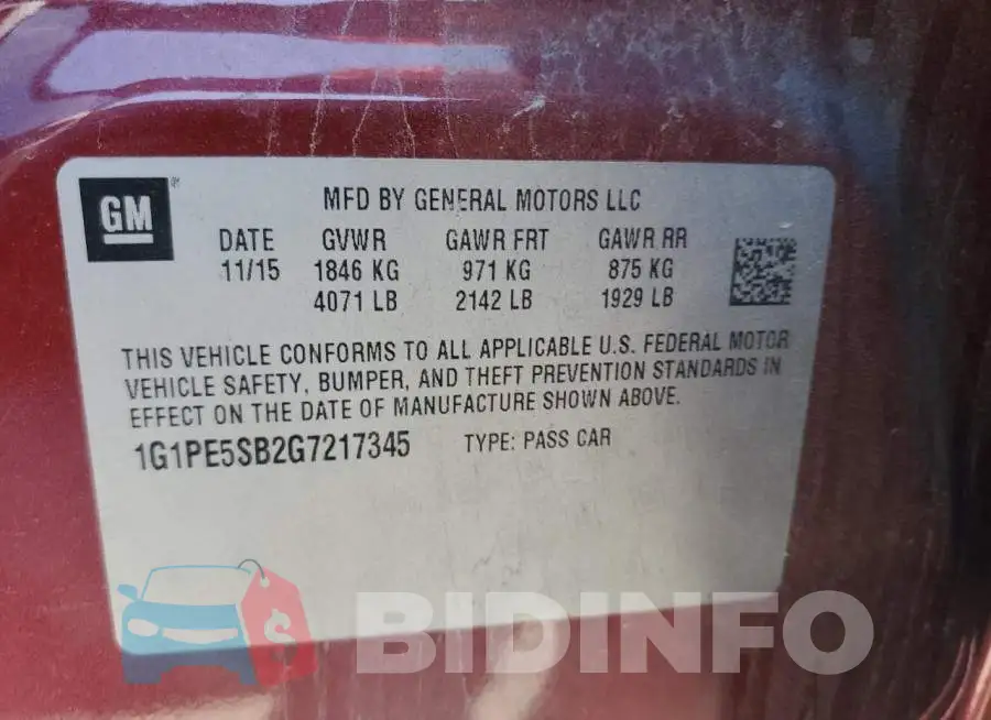 1G1PE5SB2G7217345 Photo# 13